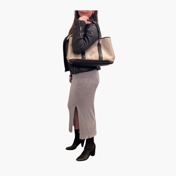 Authentic Hermes Garden Party 36 Greige with Black Leather Trim - Picture 13 of 15